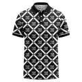 diamond grid logo repeat all over print polo shirt
