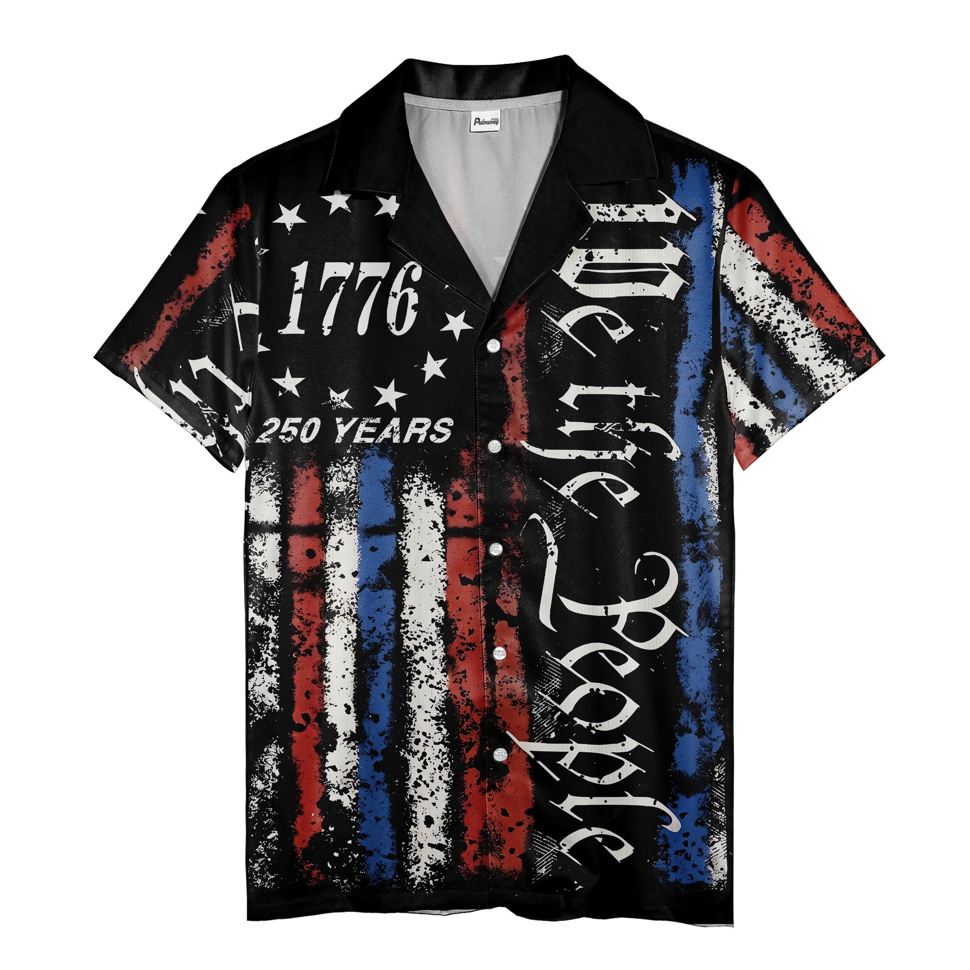 distressed 1776 "we the people" graphic hawaiian shirt for men