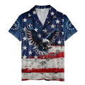 distressed american flag bald eagle hawaiian shirt - patriotic aloha button down shirt