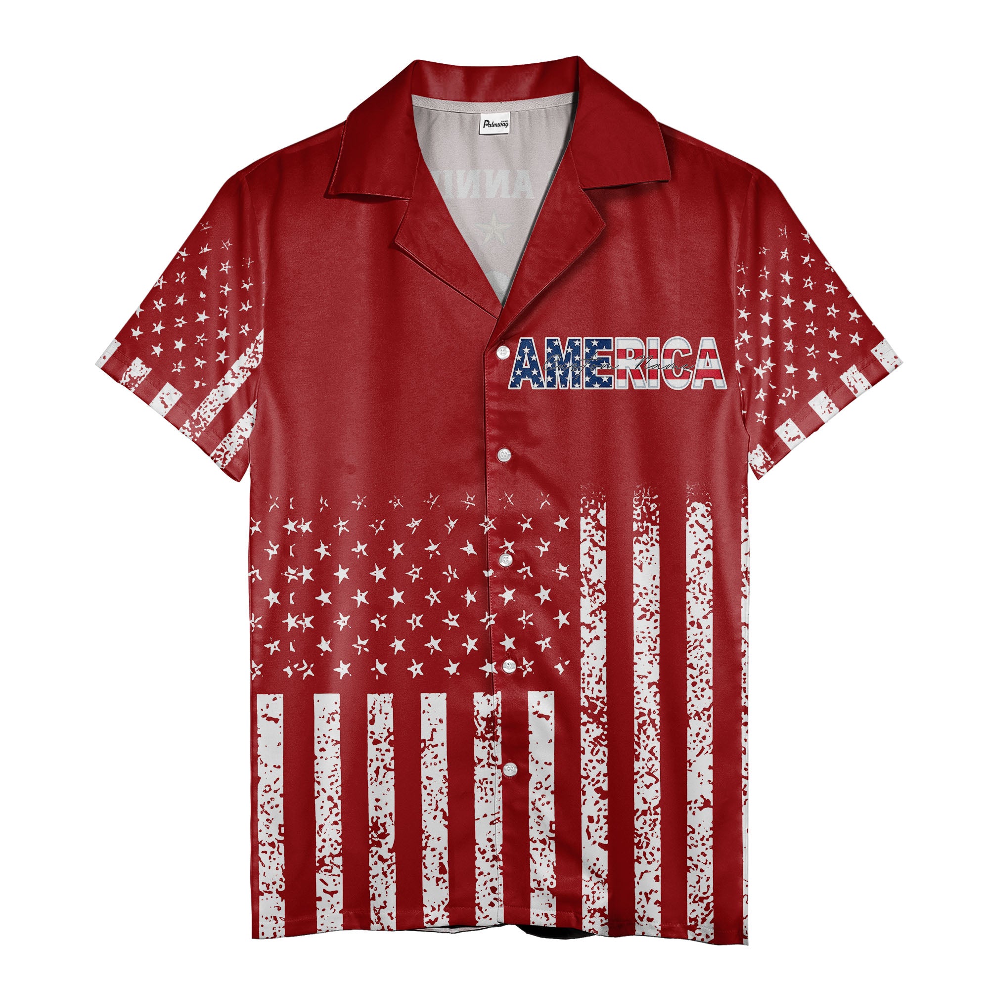 distressed american flag stars & stripes graphic hawaiian shirt for men