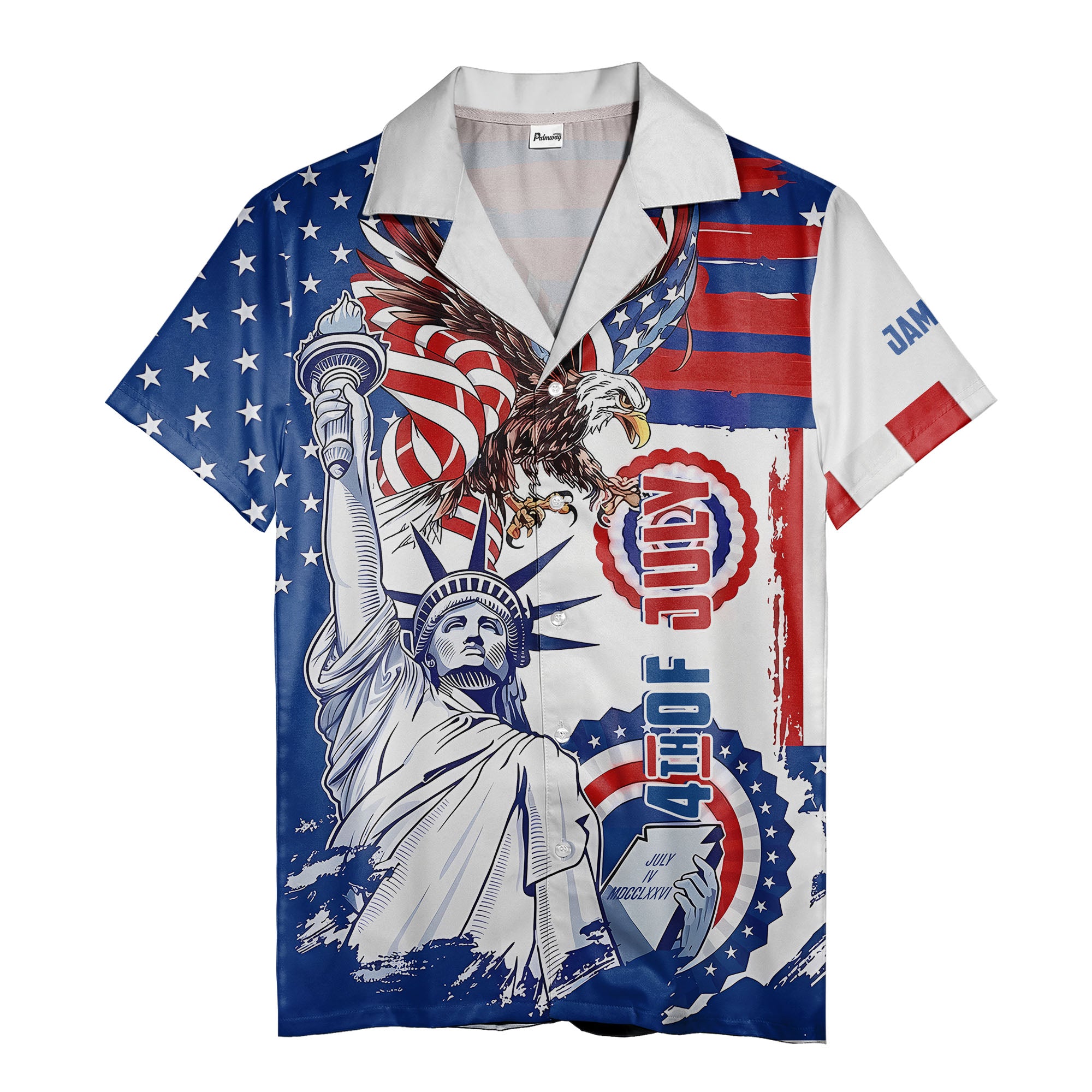 distressed bald eagle statue of liberty 4th of july patriotic hawaiian shirt for men