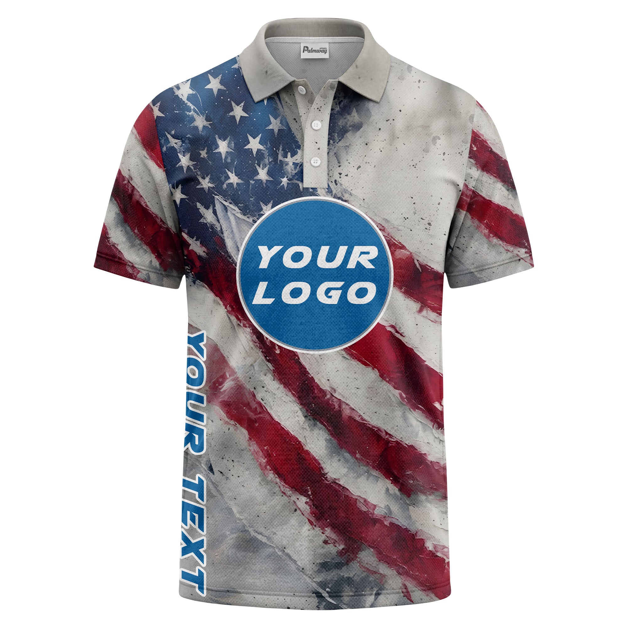 distressed watercolor stars & stripes american flag polo shirt