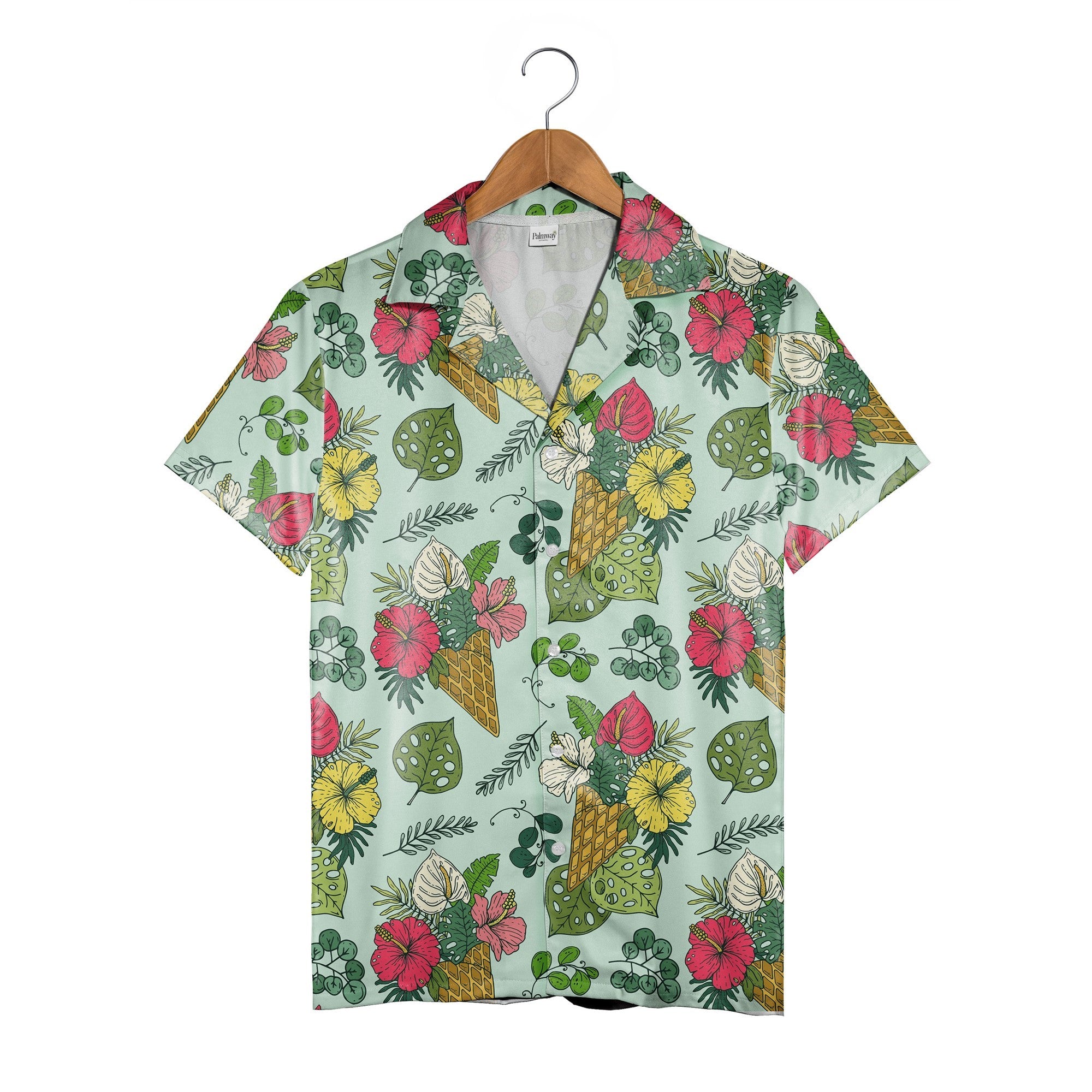Earthy Sage Hawaiian Shirt with Vintage Fern and Eucalyptus Print