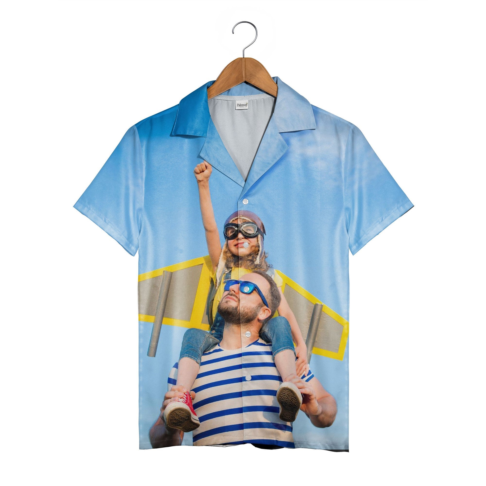Father Daughter Aviator Adventure Hawaiian Shirt in Sky Blue