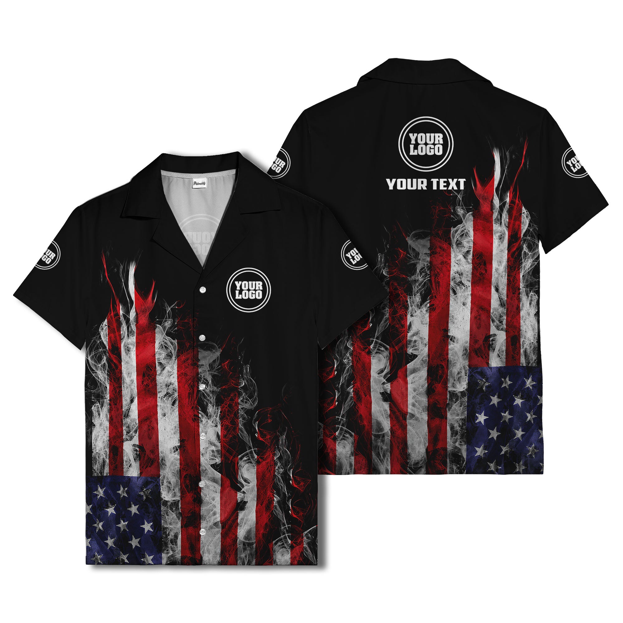 fiery bald eagle & stars stripes hawaiian shirt for men