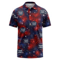 fireworks burst patriotic custom logo navy coral white polo shirt