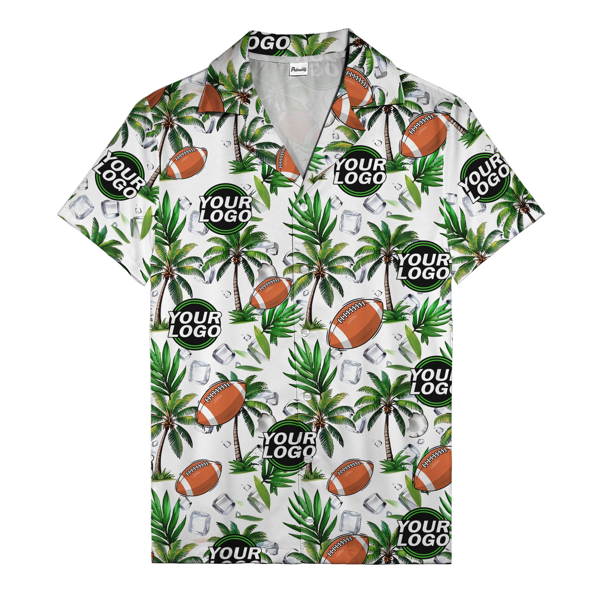 football palm trees ice cubes watercolor hawaiian shirt for men