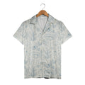 Fuchsia and Cyan Doodle Mushroom Hawaiian Shirt on Navy Blue