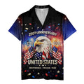 galaxy fireworks bald eagle american flag patriotic hawaiian shirt for men