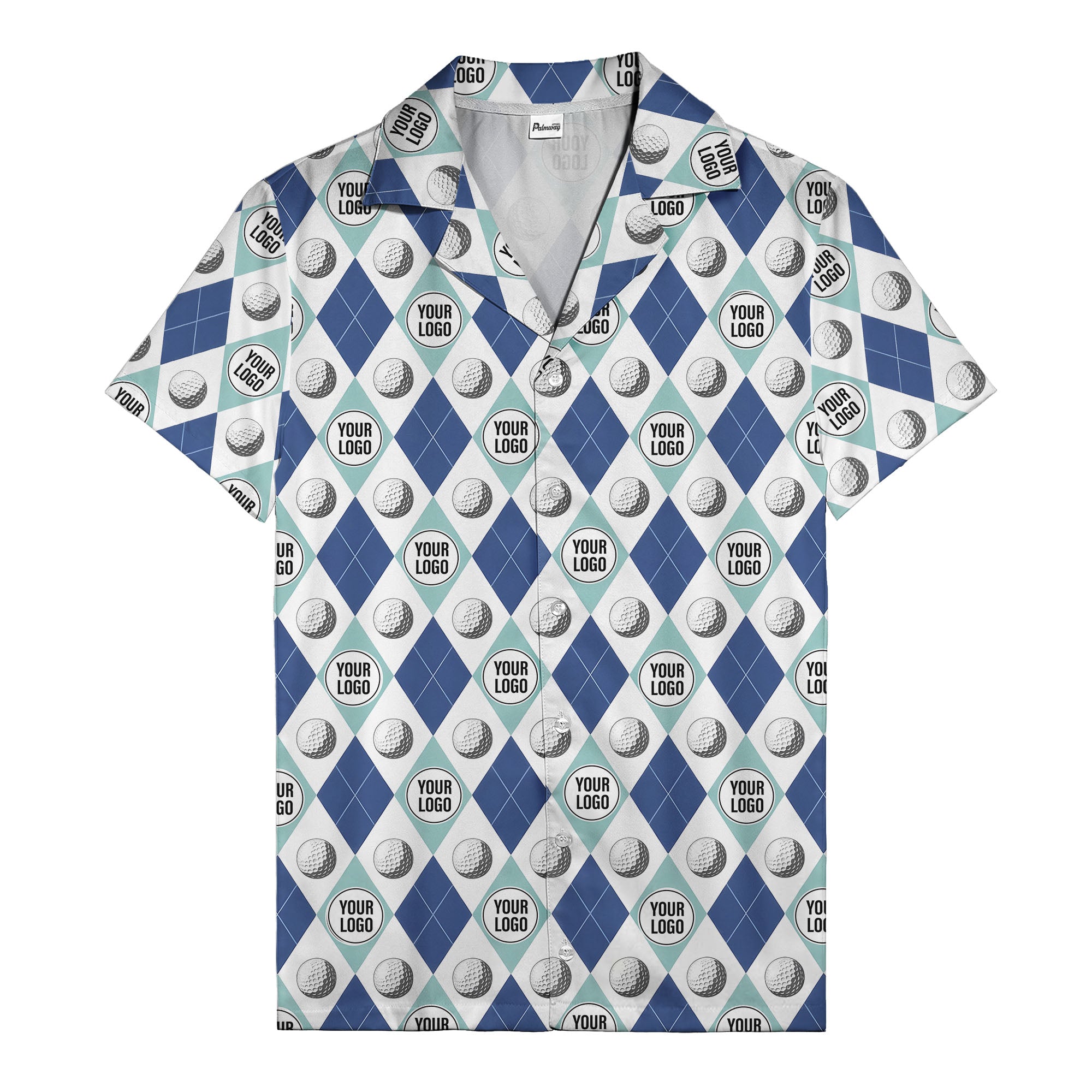 Geometric Golf Ball Aloha Hawaiian Shirt For Men