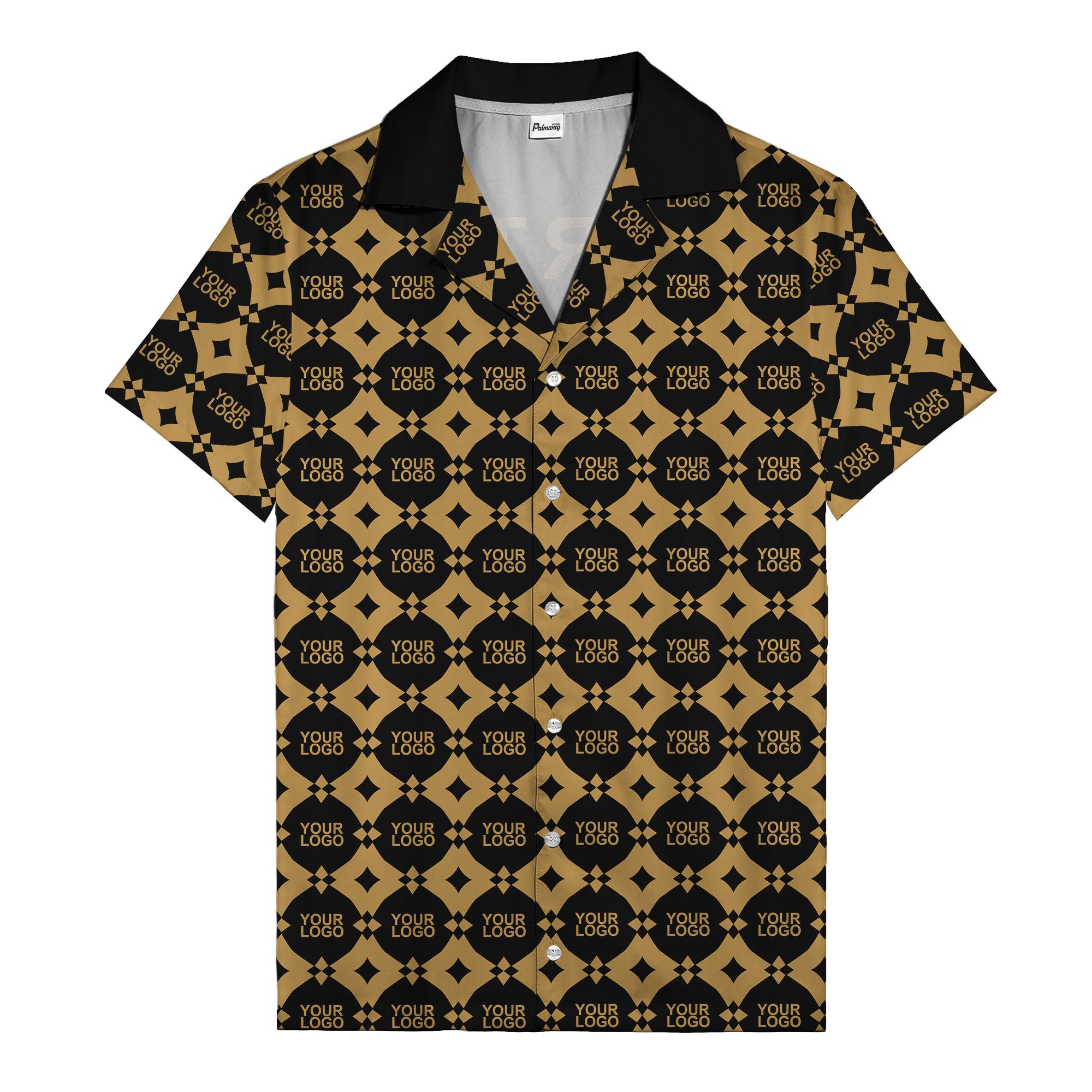 gold mon diamond lattice monogram hawaiian shirt for men