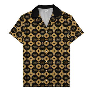 gold mon diamond lattice monogram hawaiian shirt for men
