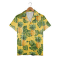 Golden Pineapple Hawaiian Shirt with Monstera Leaves Vector Art