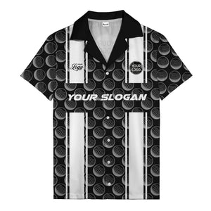 golf ball & white stripe repeat hawaiian shirt for golfers