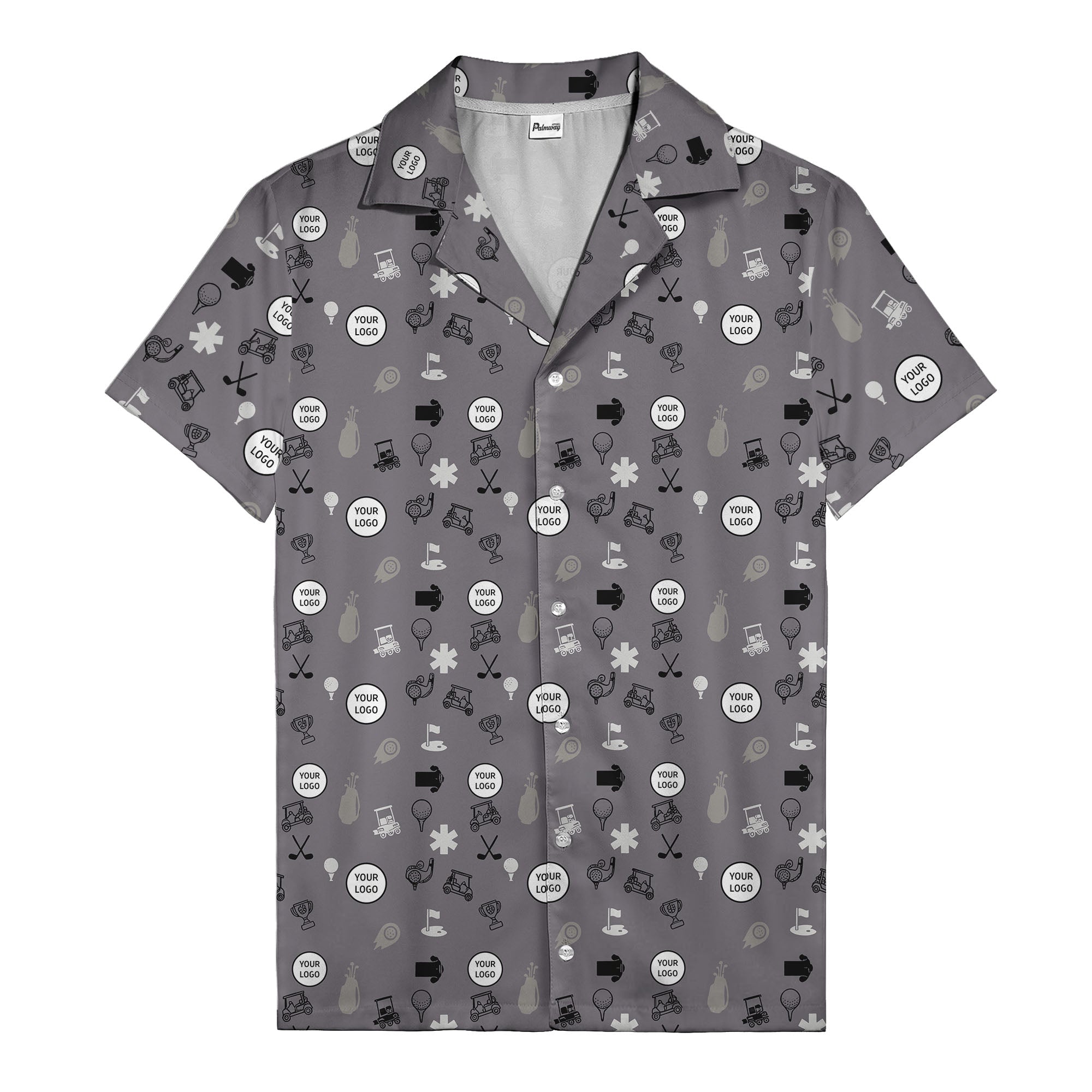 Golf Balls Clubs Carts Trophies Flags Hawaiian Shirt For Men