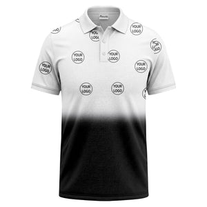 gradient black white custom logo repeat polo shirt