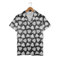 Hand-Sketched Monstera Hawaiian Shirt in Charcoal and White