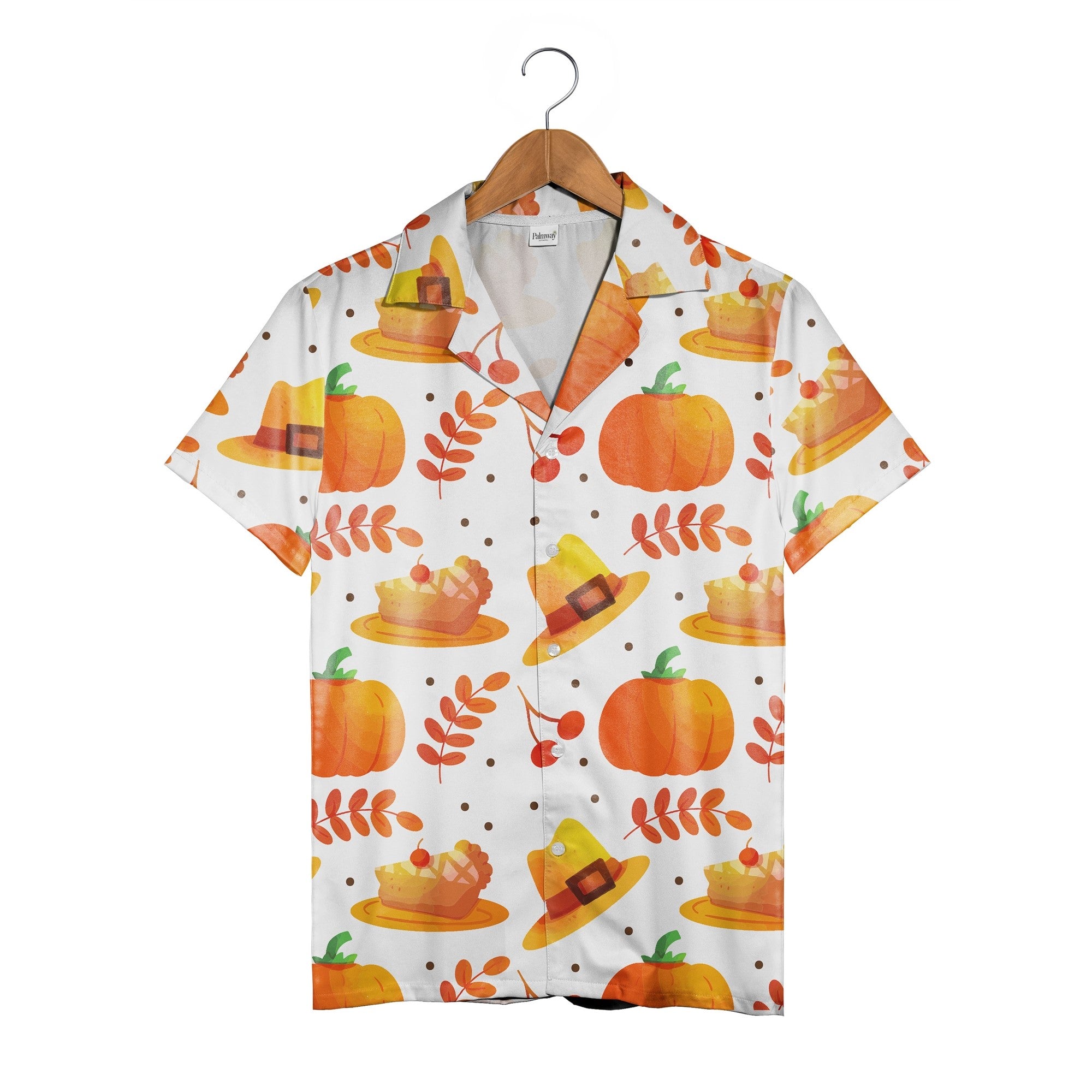 Happy Thanksgiving Day Hawaiian Shirt with Pumpkins and Cherry Pie Slices