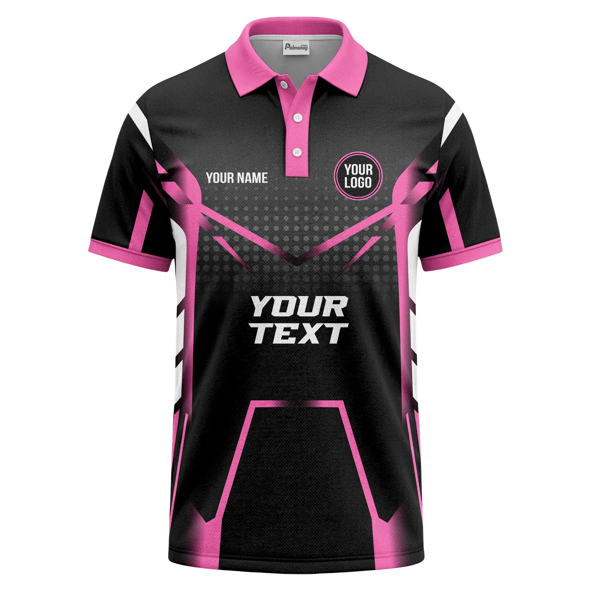 hot pink diagonal stripes & geometric lines esports polo shirt
