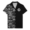 Illustrated Midnight Black Tropical Palm Tree Turtle Dolphin Hawaiian Shirt For Men