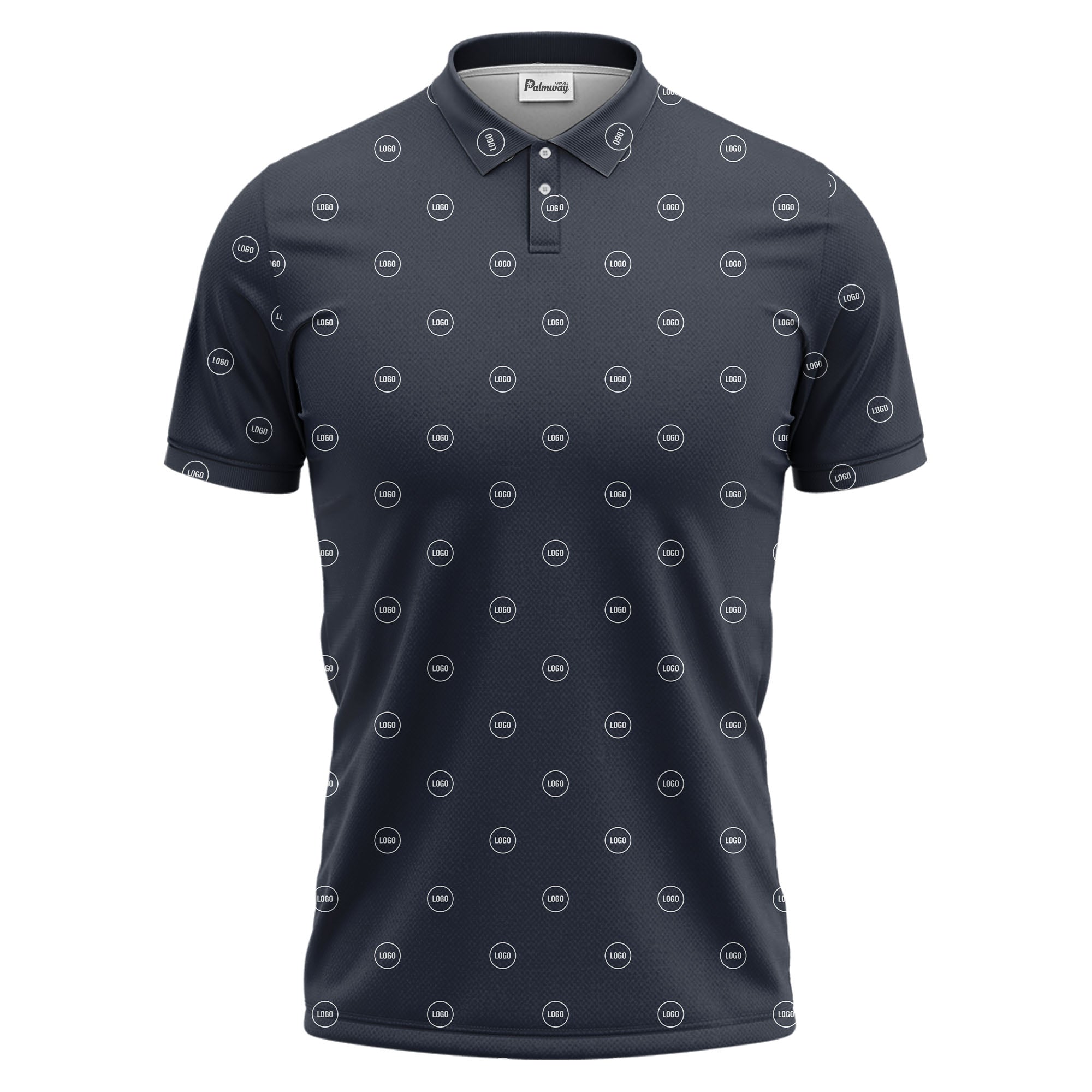 Illustrated Monogram Circles Logo Repeat Polo Shirt For Professional Uniform Style