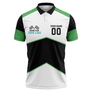 Illustrated Racing Flags Geometric Polo Shirt For Athletic Team Spirit