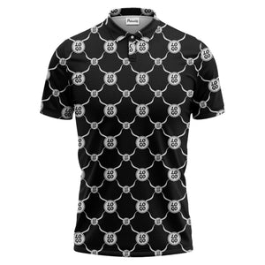 interlocking chain link logo repeat monochrome graphic polo shirt for men