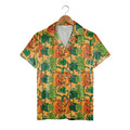 Jack-o-Lantern Hawaiian Shirt with Vines and Leaves on Orange