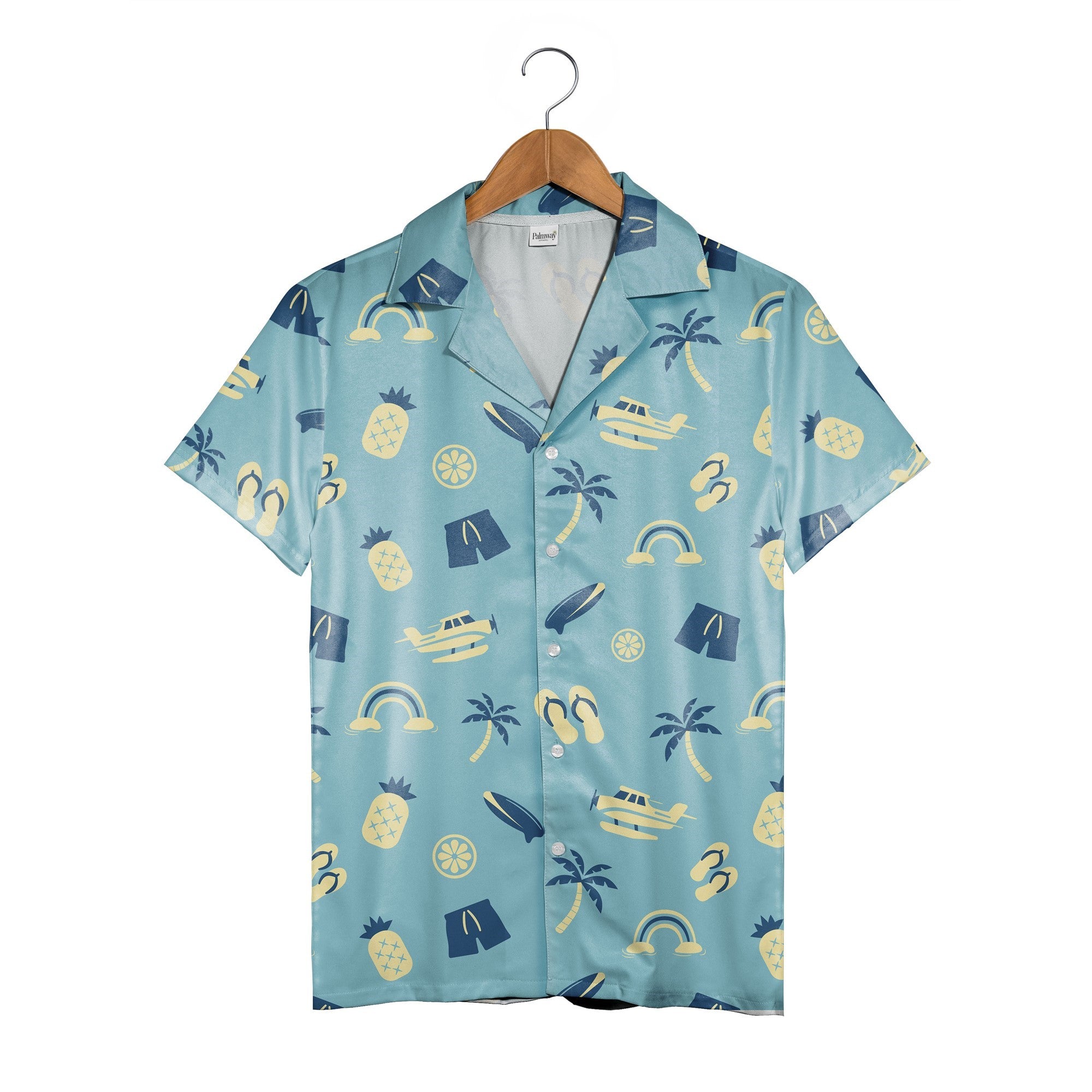 Japanese Cherry Blossom Hawaiian Shirt in Serene Blue Palette