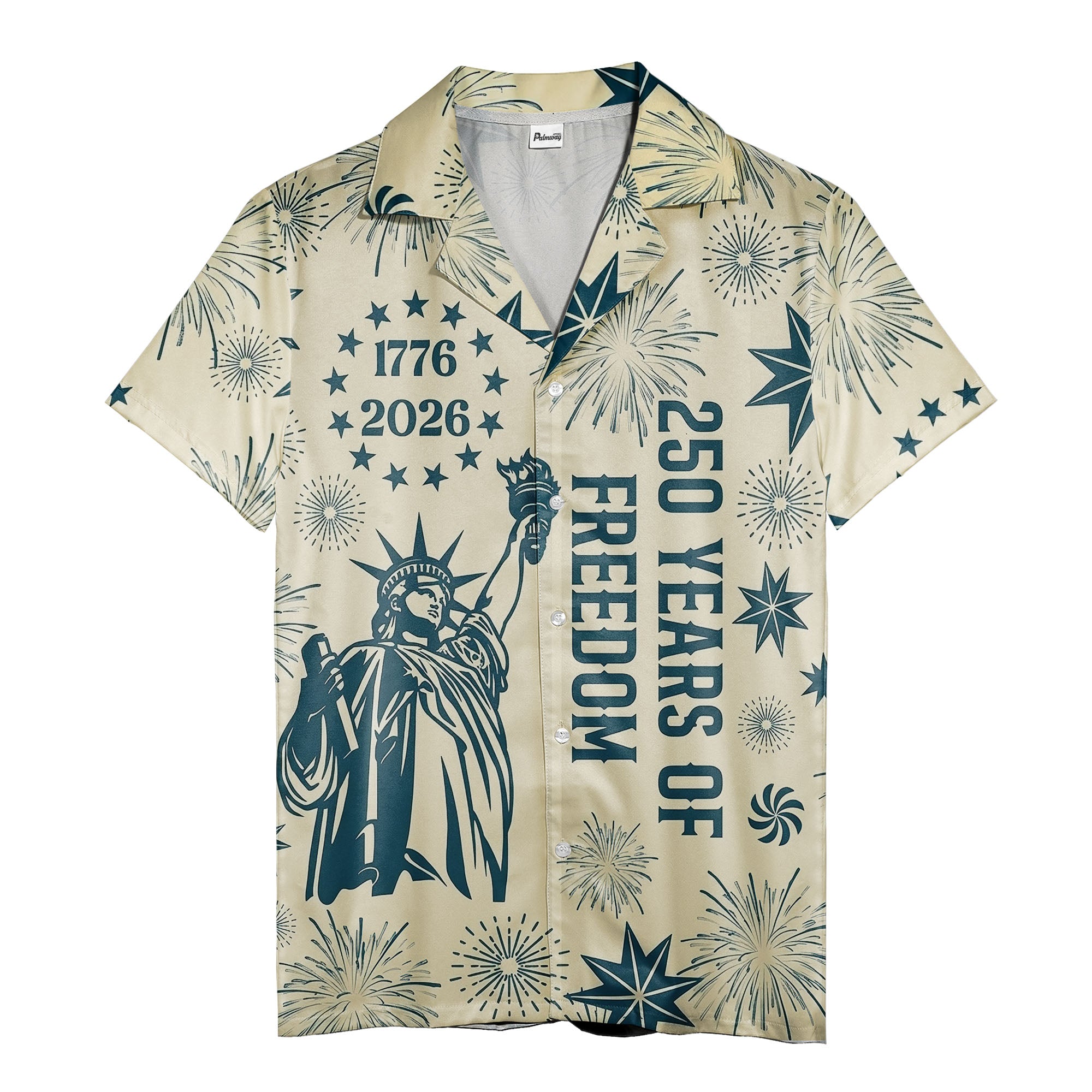 liberty fireworks 250 years freedom hawaiian shirt for men