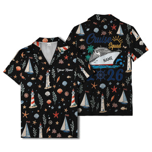 lighthouses sailboats seashells watercolor nautical hawaiian shirt for men