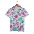 Lilac Lagoon Hawaiian Shirt with Teal Monstera Pattern