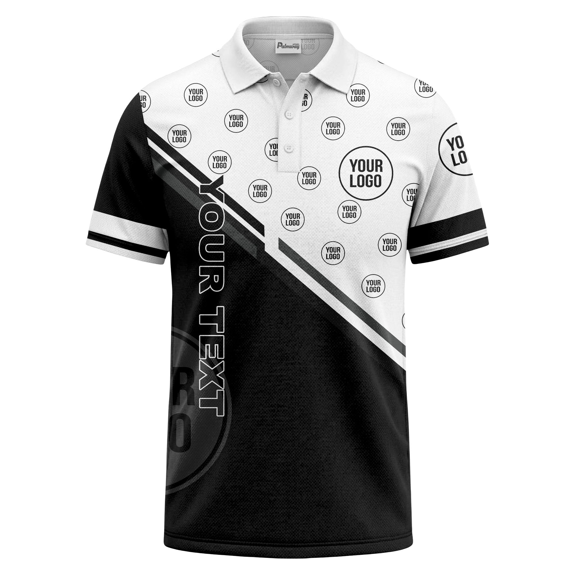 logo repeat diagonal stripe customizable polo shirt for teams