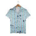 Modern Tropical Hawaiian Shirt on Black White Horizontal Stripes
