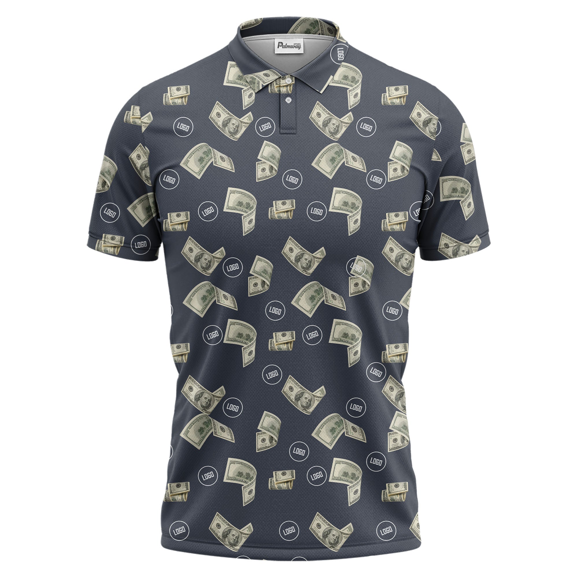 Money Rain Dollar Bills Repeating Pattern Polo Shirt For Men