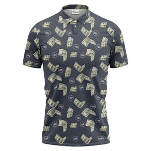 Money Rain Dollar Bills Repeating Pattern Polo Shirt For Men