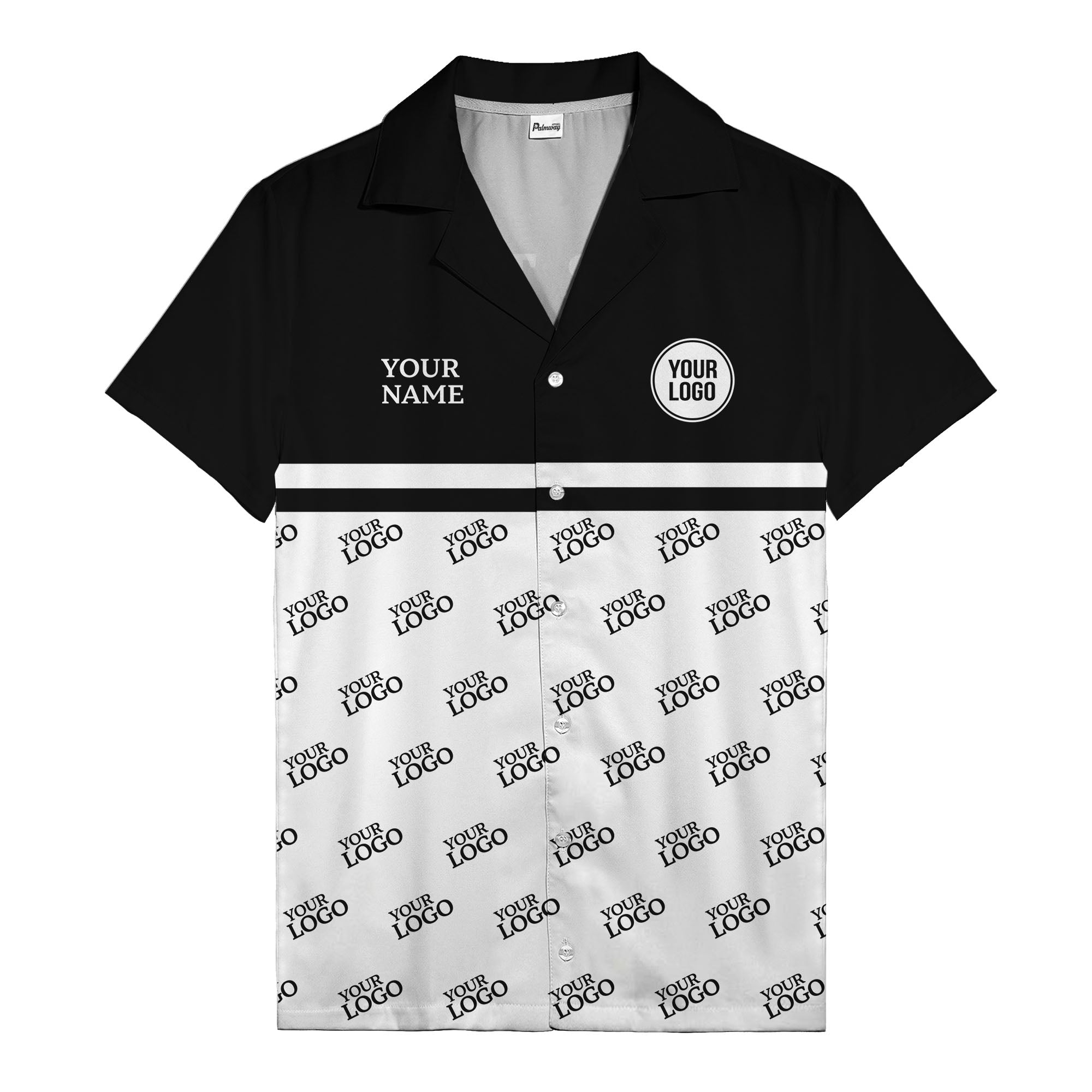 monochrome custom logo repeat hawaiian shirt for men