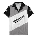 monochrome diagonal stripes & custom logo company name hawaiian shirt