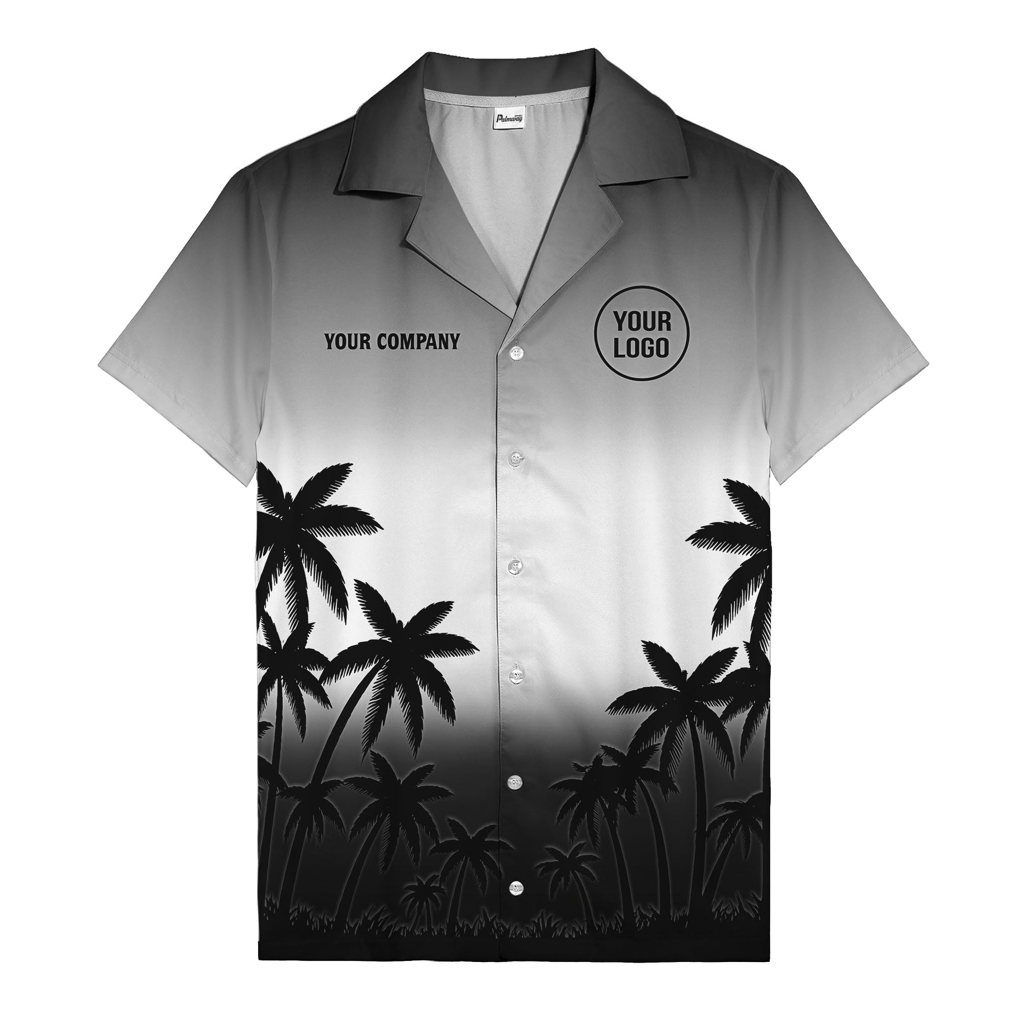 monochrome palm tree gradient silhouette hawaiian shirt for men