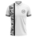 monochrome tribal fish & geometric borders patterned polo shirt for men