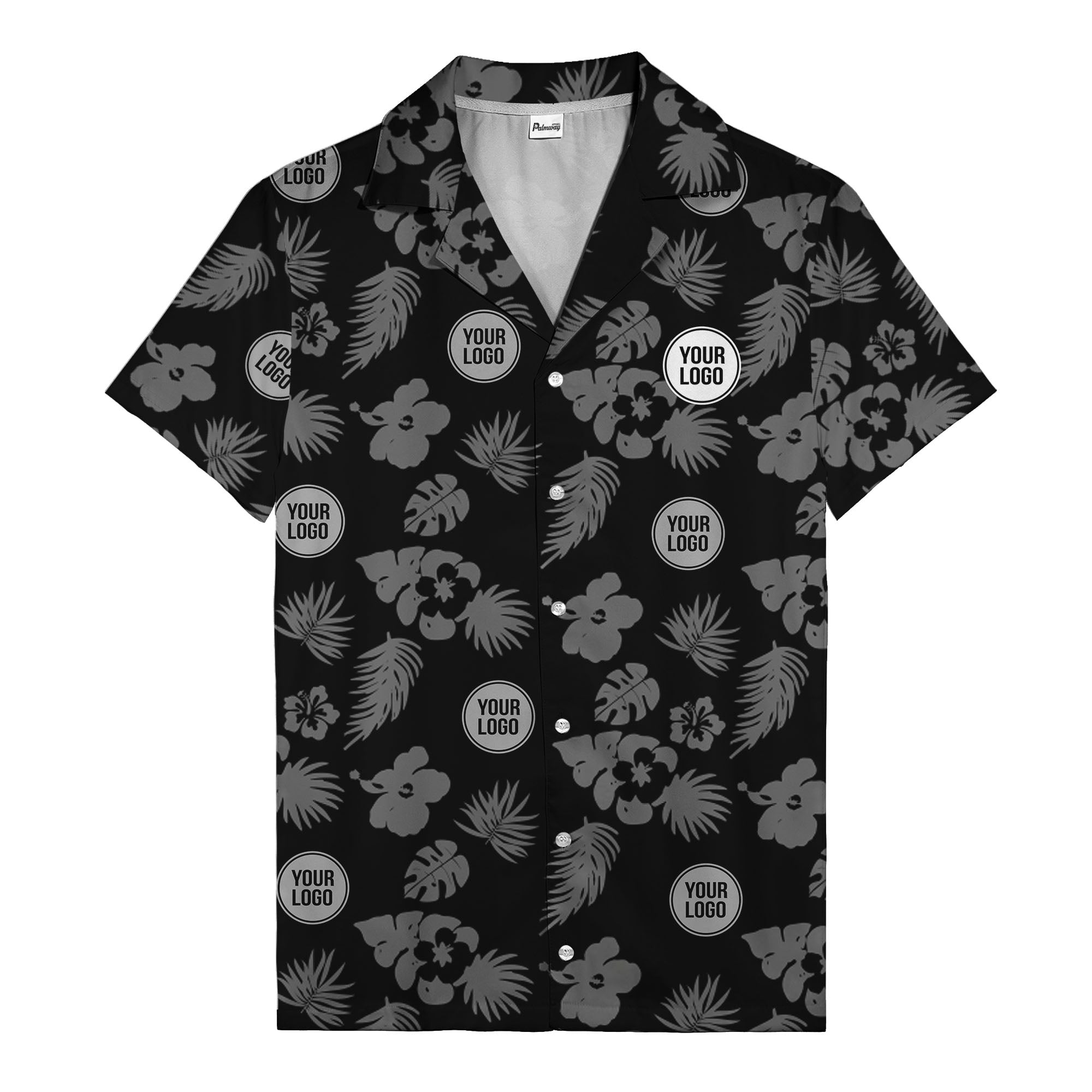 monochrome tropical flowers and leaves hawaiian shirt for men