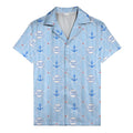 nautical anchors & custom logo circles light blue hawaiian shirt