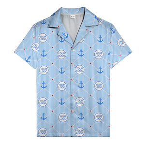 nautical anchors & custom logo circles light blue hawaiian shirt