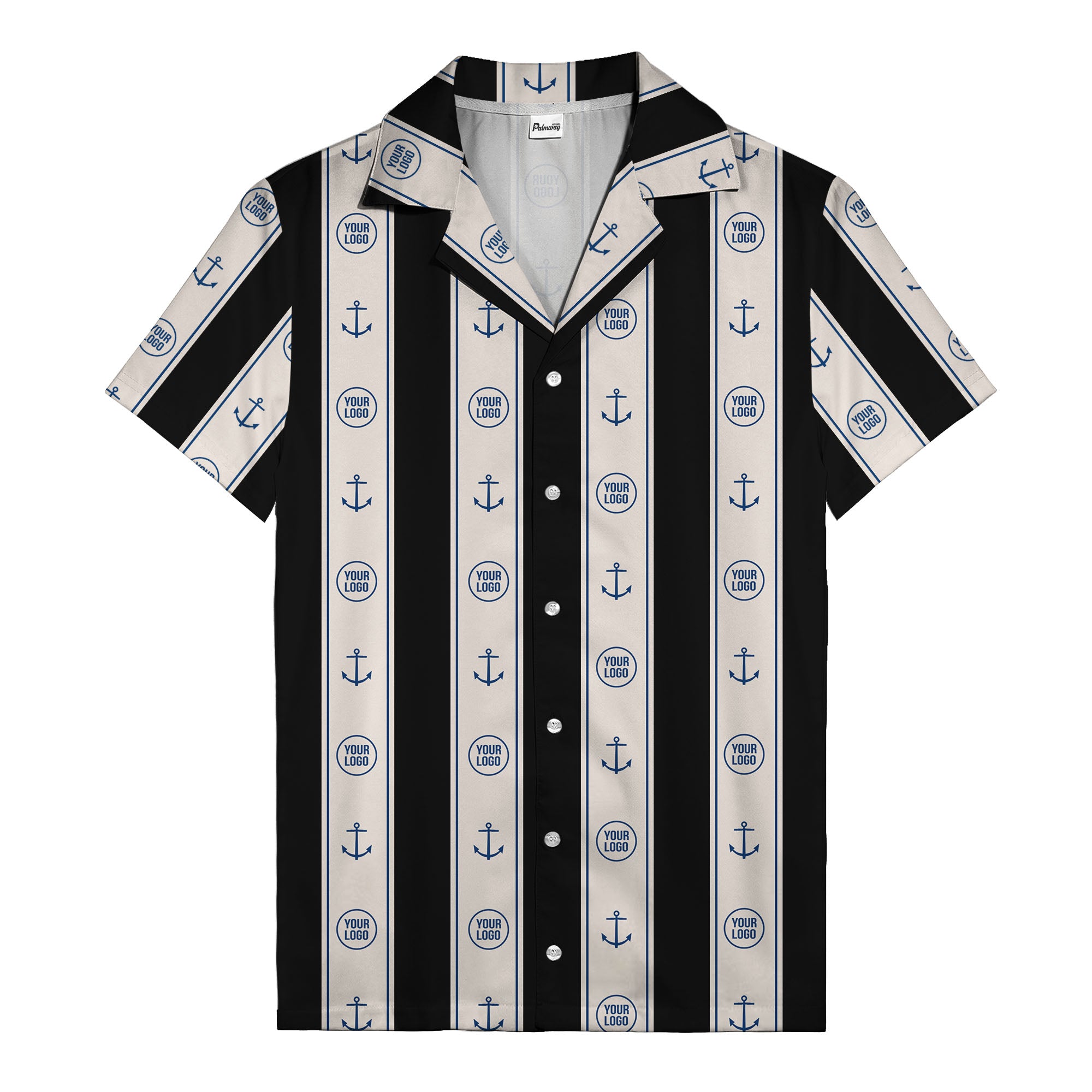 nautical anchors & custom logo repeat hawaiian shirt for men