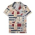 nautical anchors sailboats lighthouses patchwork hawaiian shirt