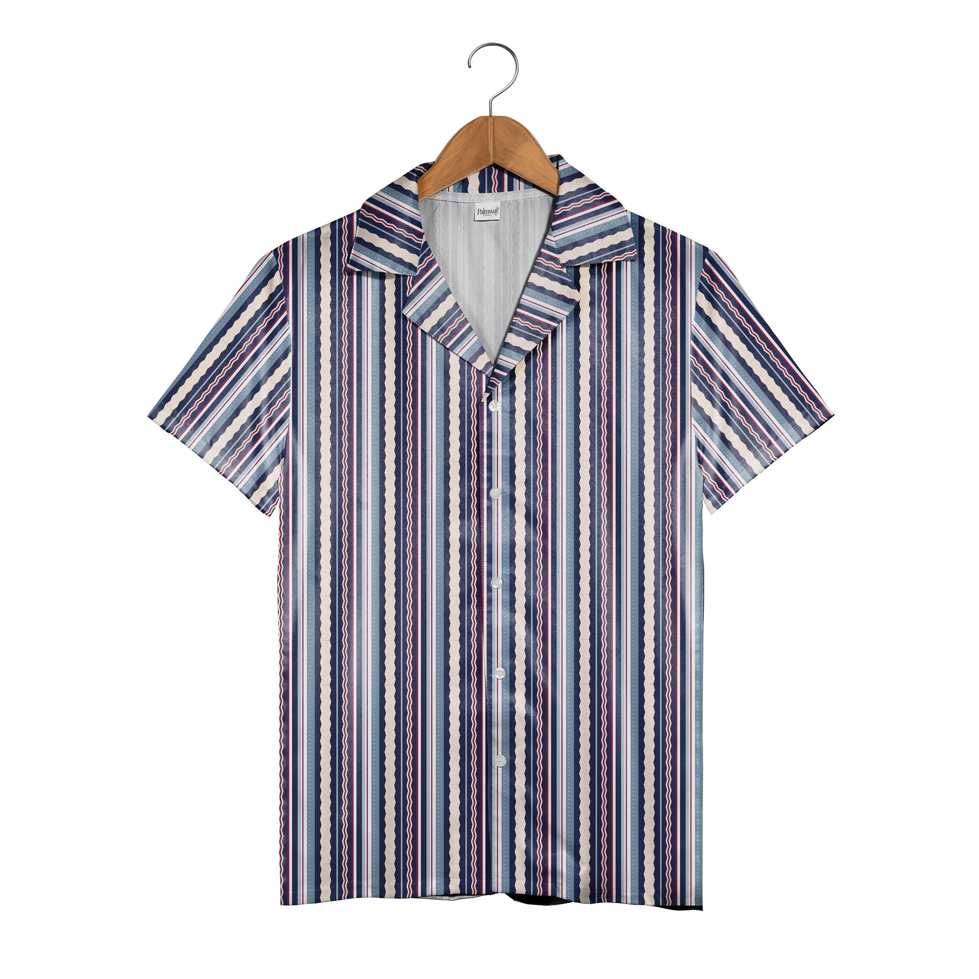 Nautical Vertical Stripe Hawaiian Shirt Preppy Classic Style