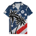 navy stars & stripes palm trees patriotic hawaiian shirt