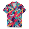 neon palm trees & custom logo electric aloha hawaiian shirt