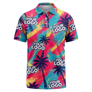 neon palm trees splatter paint diagonal stripe polo shirt for men