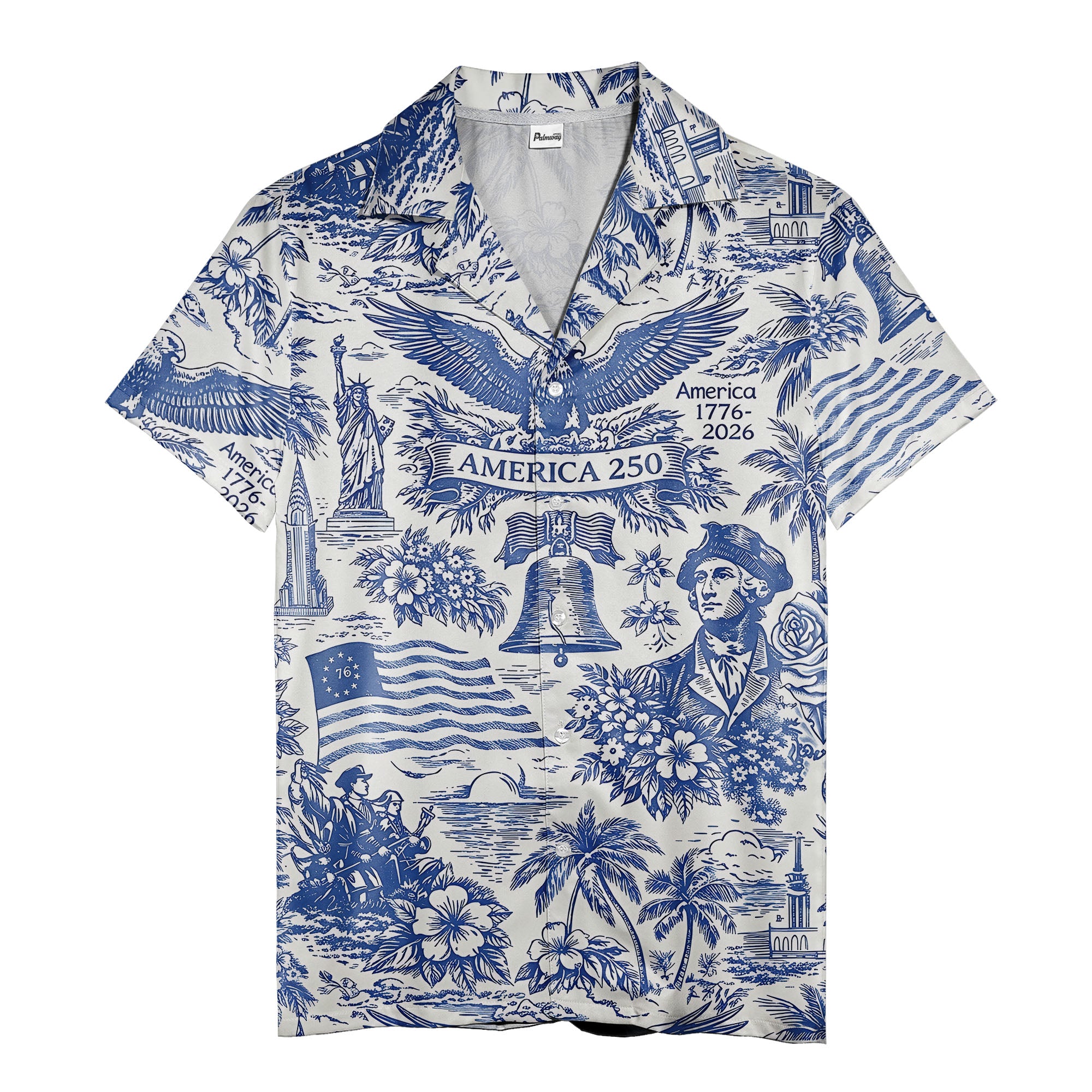 Patriotic American History Toile Hawaiian Shirt With Bald Eagles, Liberty Icons & Aloha Vibes